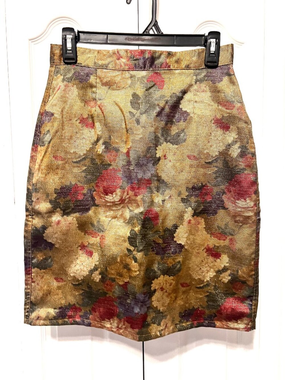 Opal by Lorraine Wardy Vintage Women's Skirt-Size 6-Floral Metallic-Pencil Fit